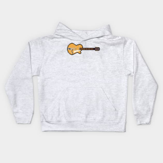 Pixel Golden Topped Guitar Kids Hoodie by gkillerb